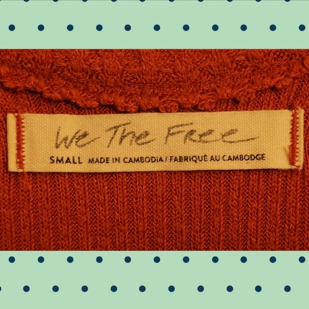 We The Free | Free People Flor De Mayo Tank Top Red Orange Scoop Neck Size S/M - Picture 6 of 9